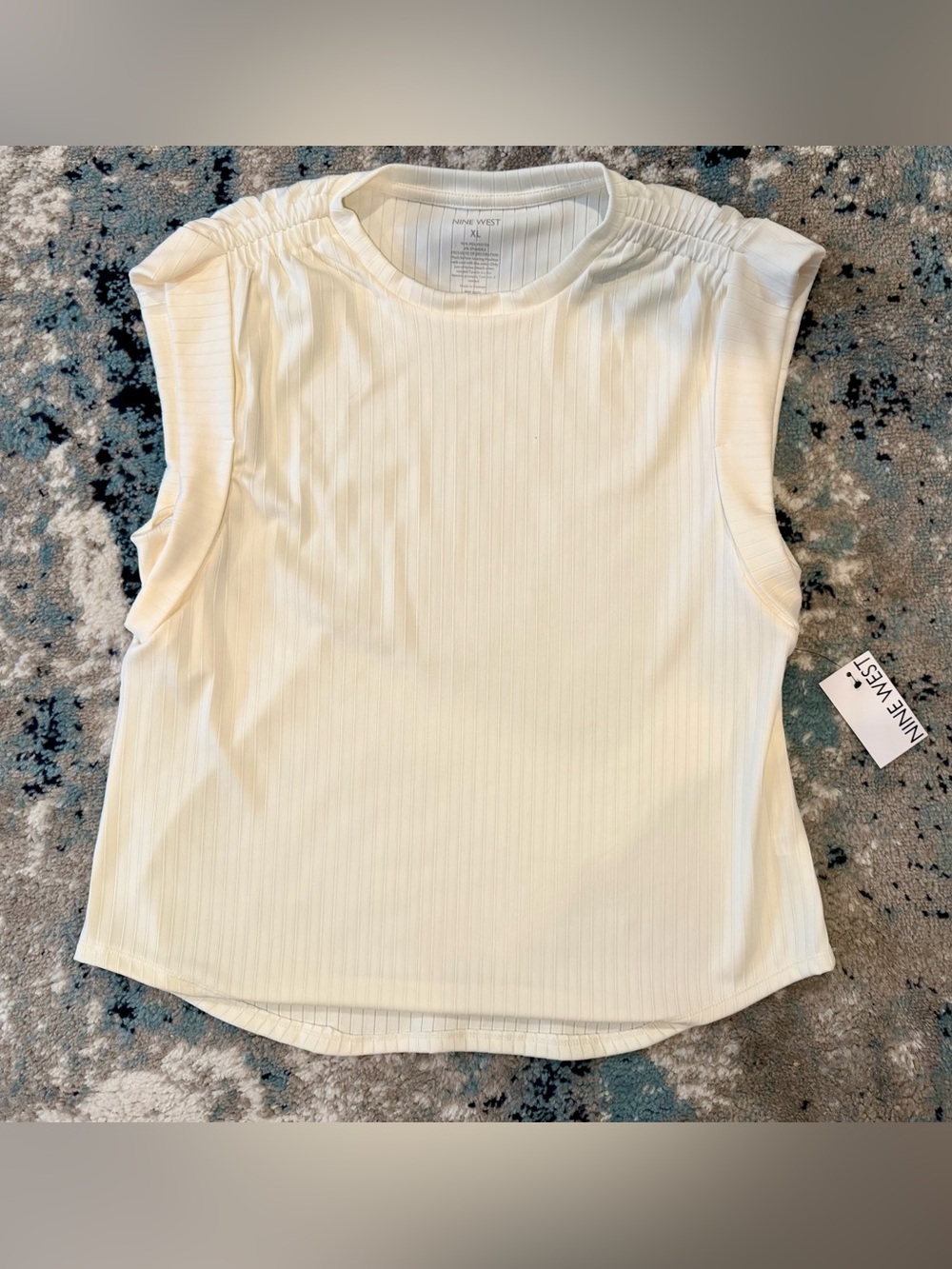 NWT Women’s Nine West Cream Ribbed Cap-Sleeve Tank - XL